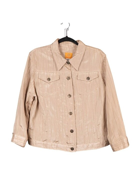 Ruby Rd. Jackets & Blazers - Ruby Rd Crinkle Jacket 16 Womens Beige Fall Buttons Rayon Blend Pockets Collar